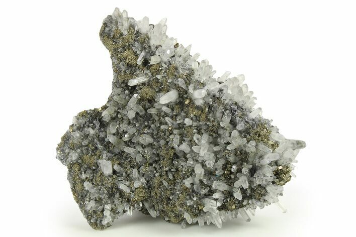 Sparkling Druzy Pyrite Crystals on Quartz and Galena - Peru #276044